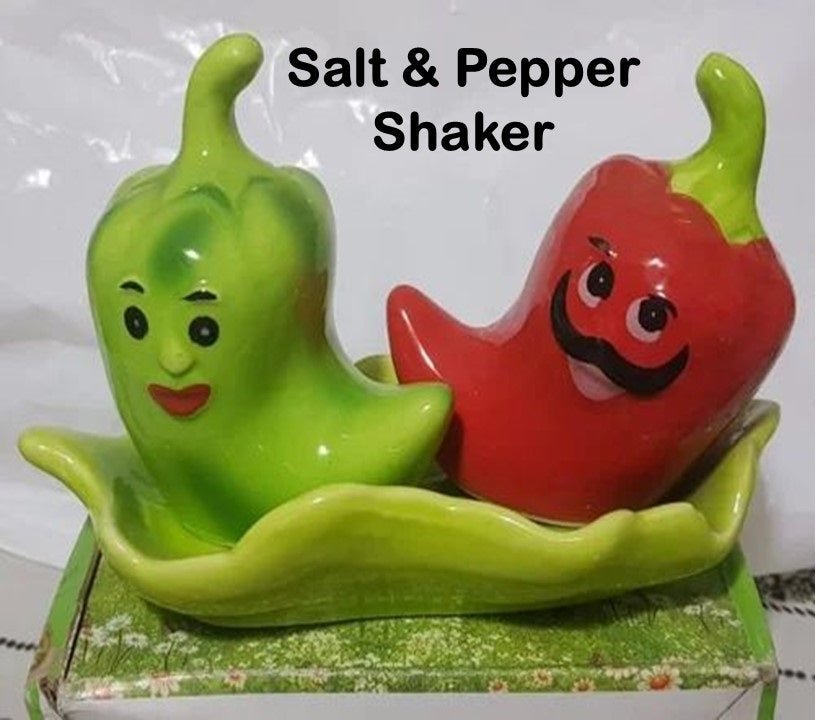 Ceramic painted Salt and Pepper shaker set with Tray - Japan Electronics