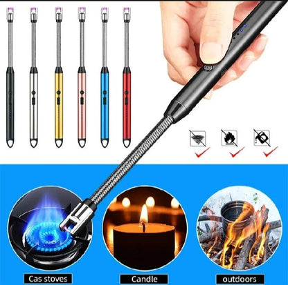 Rechargeable Electric USB Lighter – Windproof Arc Lighter with LED Battery Display & Flexible Neck - Japan Electronics